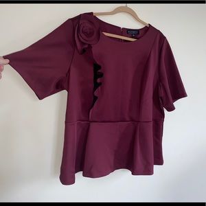 PLUS Eloquii Peplum Maroon Top